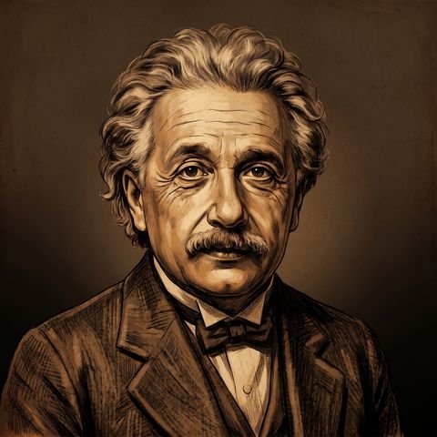 Painted portrait of Albert Einstein