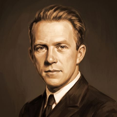Painted portrait of Werner Heisenberg